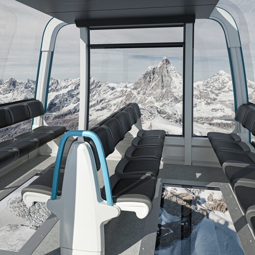 Matterhorn Glacier Ride II | © Copyright © 2022 Zermatt Bergbahnen AG Crystal Ride Gondel innen | © Copyright © 2022 Zermatt Bergbahnen AG