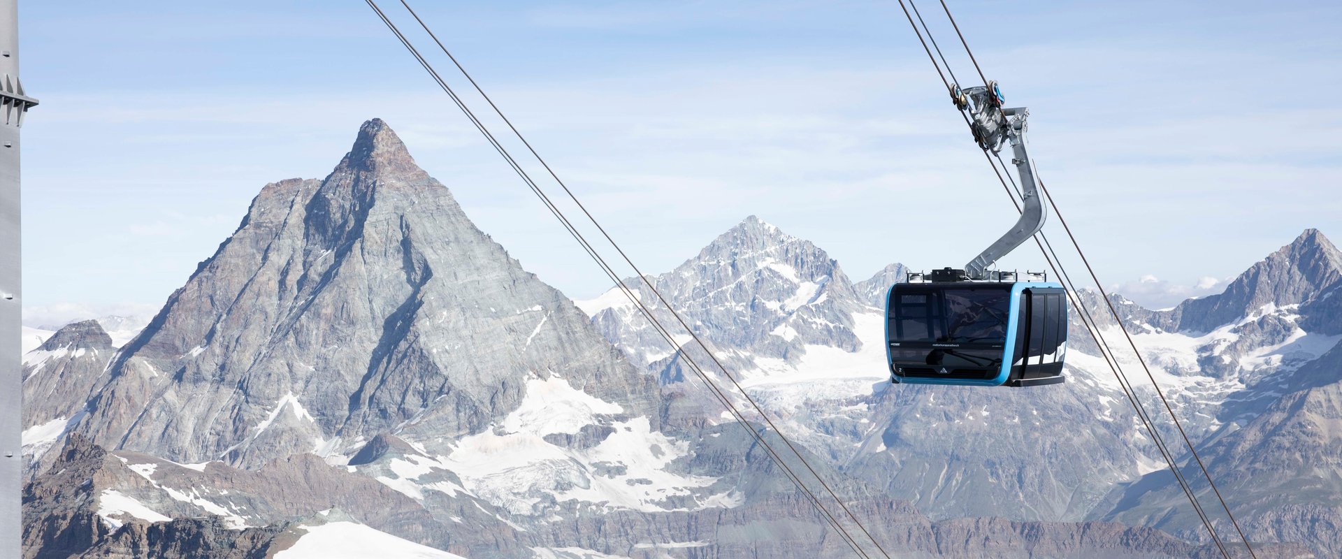 gondola in front of the mountains of Zermatt