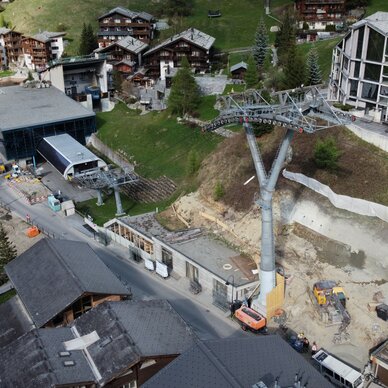 Talstation Matterhorn-Express aus Vogelperspektive bei Baubeginn | © Zermatt Bergbahnen AG